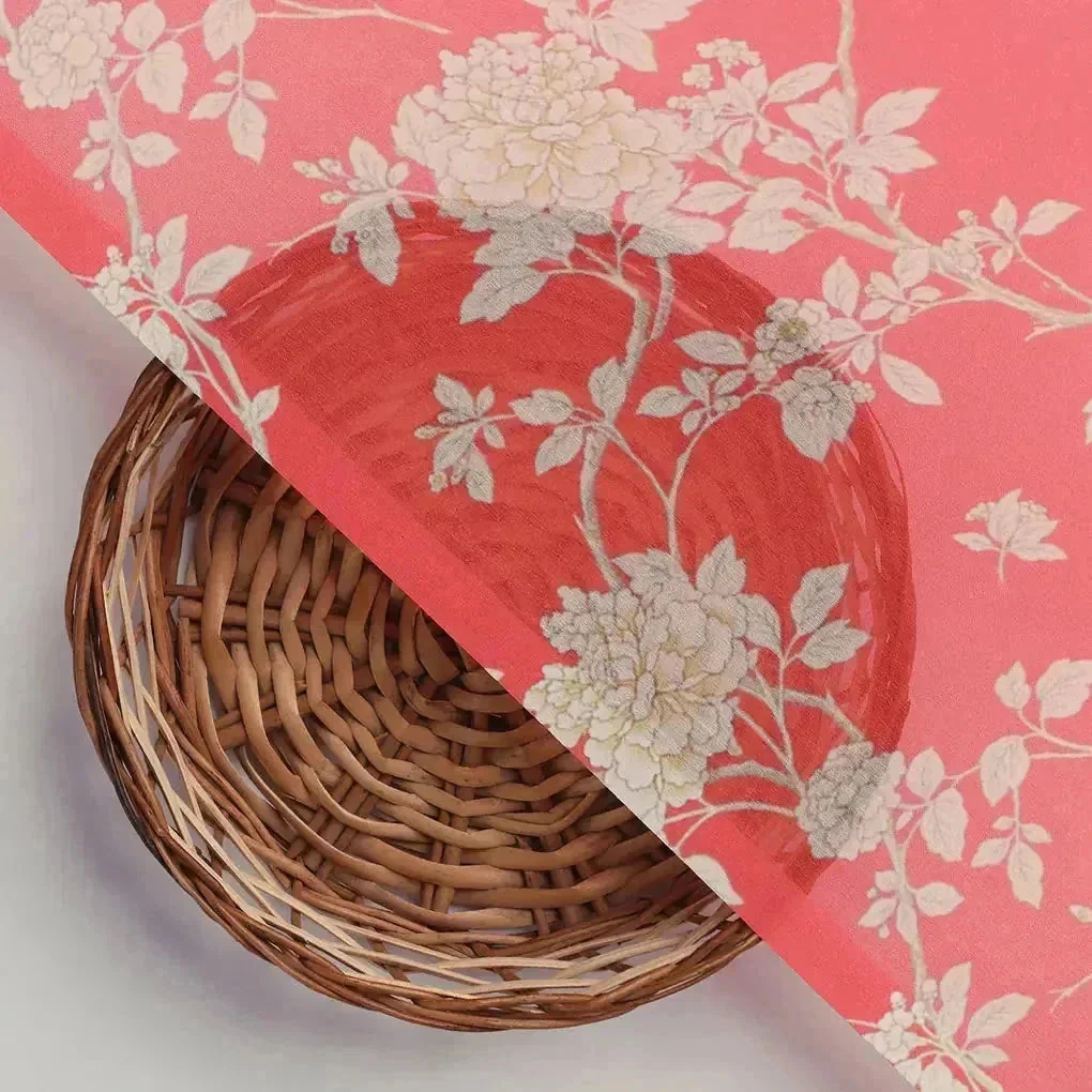 Flower Bunch On Dreamy Orange Digital Printed Fabric  - Weightless - Image 3