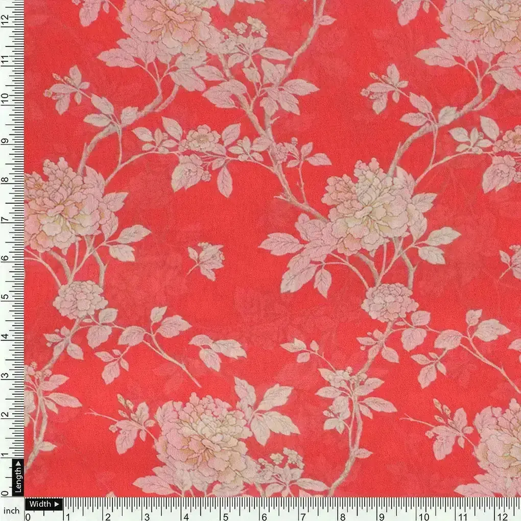 Flower Bunch On Dreamy Orange Digital Printed Fabric  - Weightless - Image 4