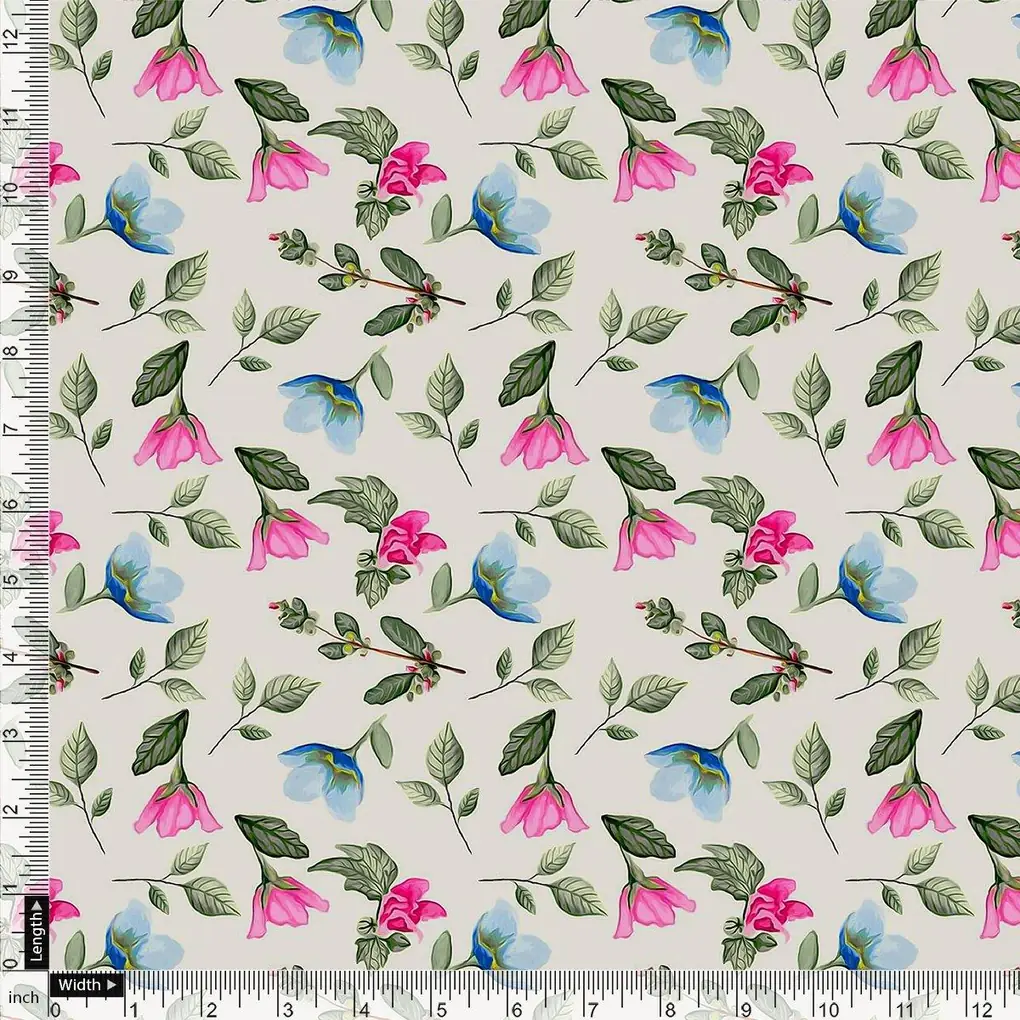 Flower With Olive Leaf Digital Printed Fabric - Image 4