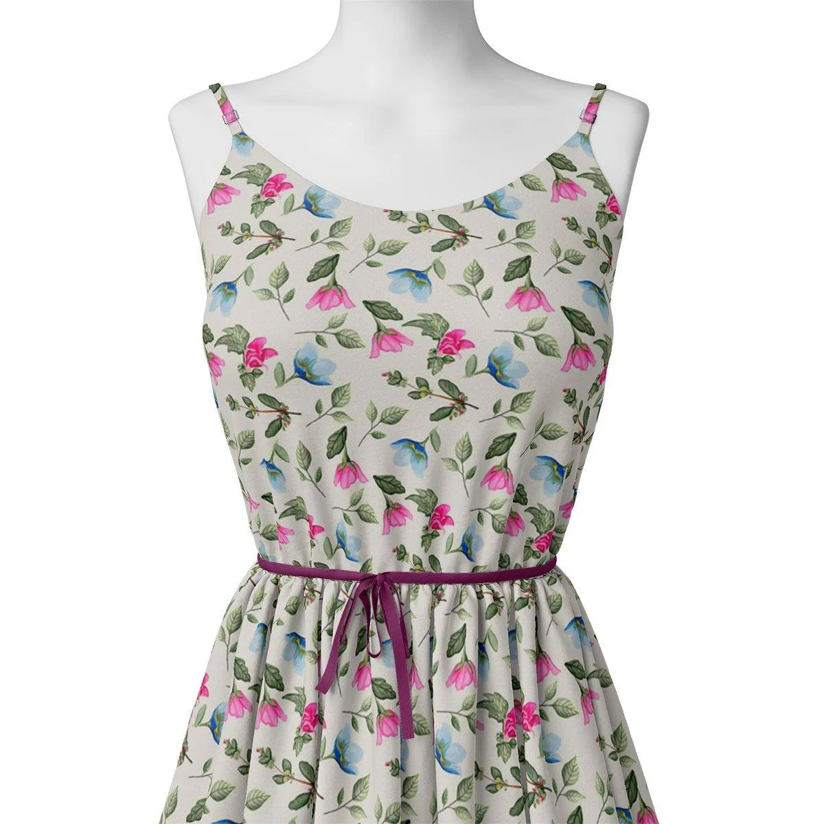 Flower With Olive Leaf Digital Printed Fabric - Rayon - Image 2