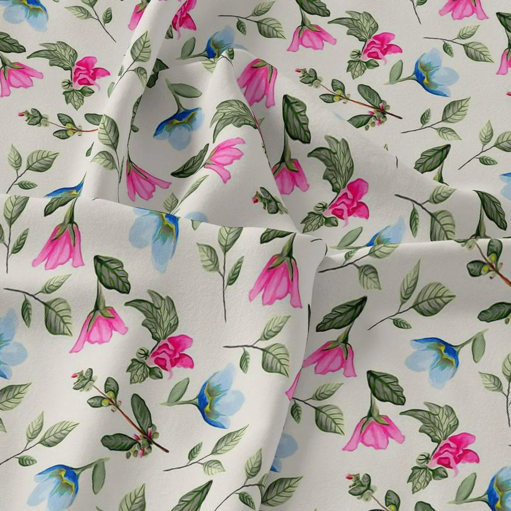 Flower With Olive Leaf Digital Printed Fabric - Rayon - Image 3