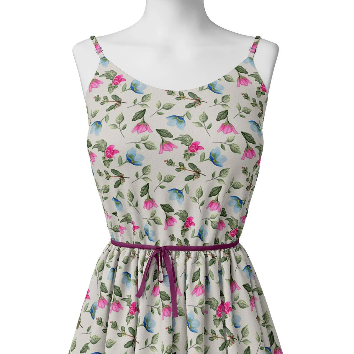 Flower With Olive Leaf Digital Printed Fabric - Upada Silk - Image 2