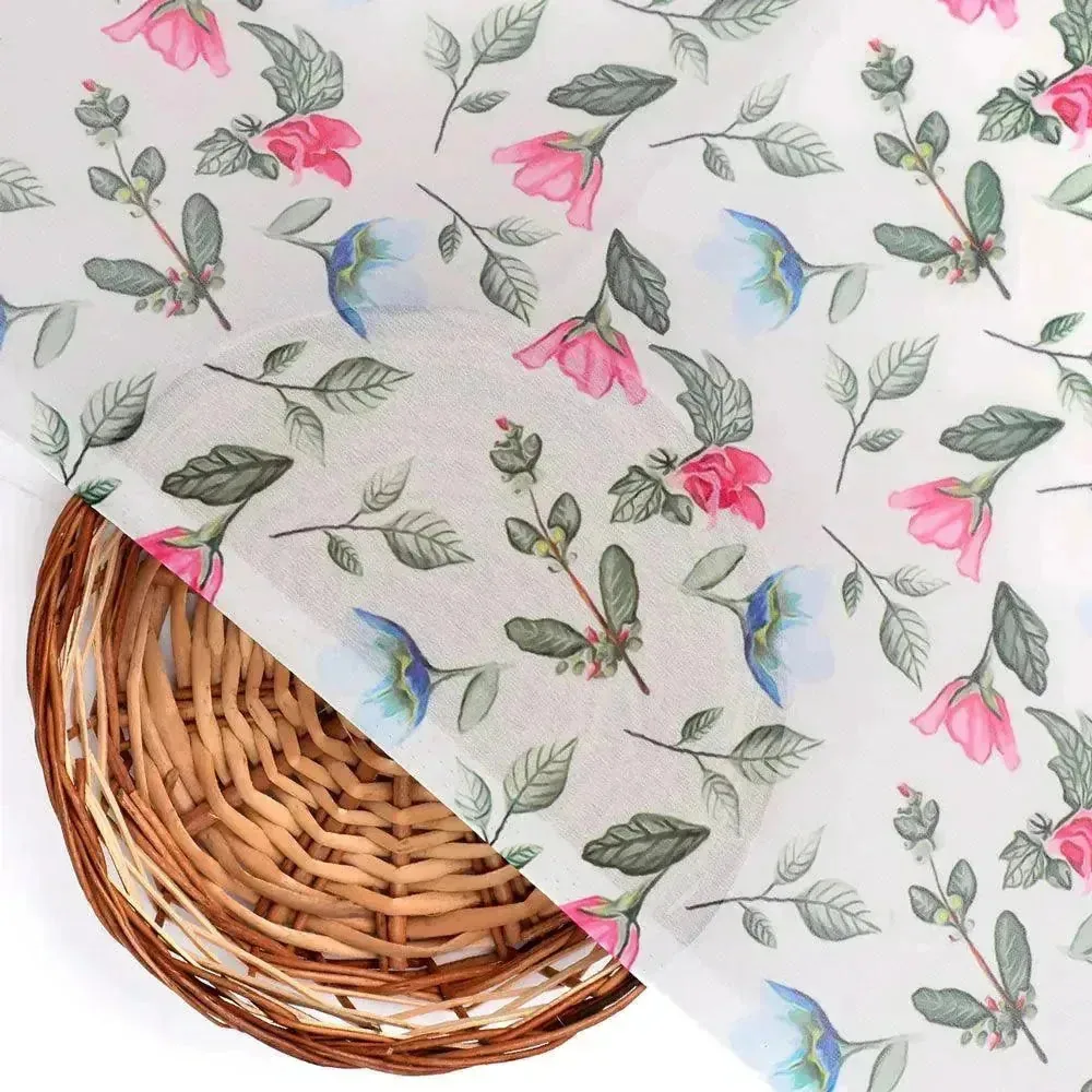 Flower With Olive Leaf Digital Printed Fabric - Weightless - Image 2