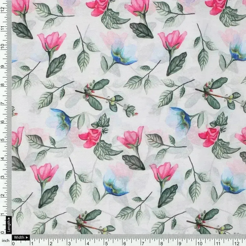 Flower With Olive Leaf Digital Printed Fabric - Weightless - Image 4