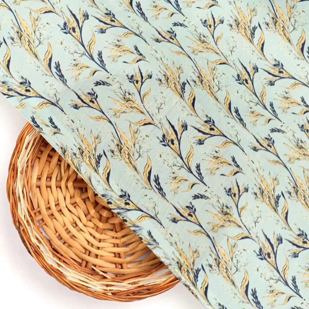 Fluid Rama Crop Branch Motif Digital Printed Fabric  - Muslin - Image 3