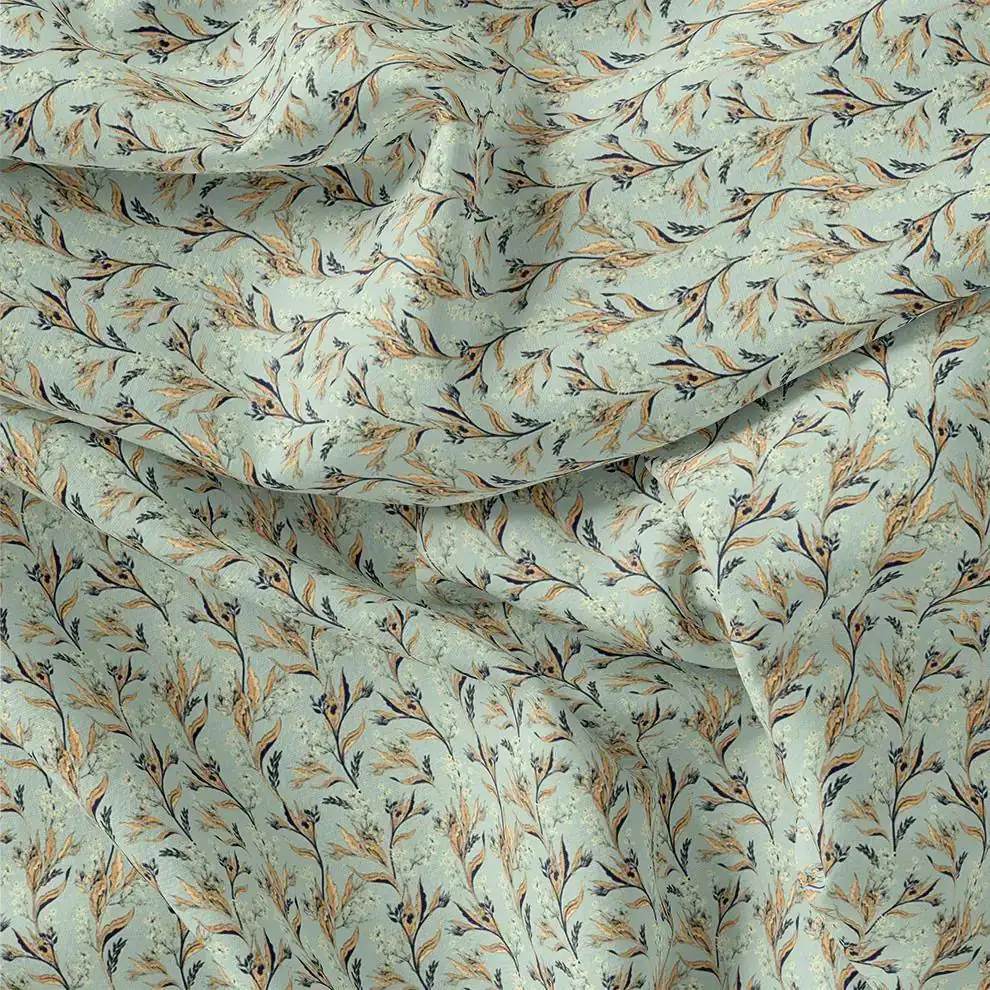 Fluid Rama Crop Branch Motif Digital Printed Fabric  - Pure Muslin - Image 3
