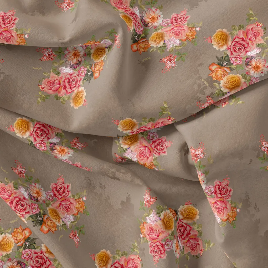 Fragrance Multitype Of Flower Digital Printed Fabric - Silk Crepe - Image 3