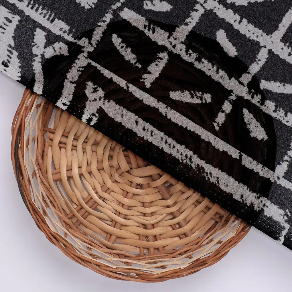 French Black And White Ghost Digital Printed Fabric - Pure Georgette - Image 2