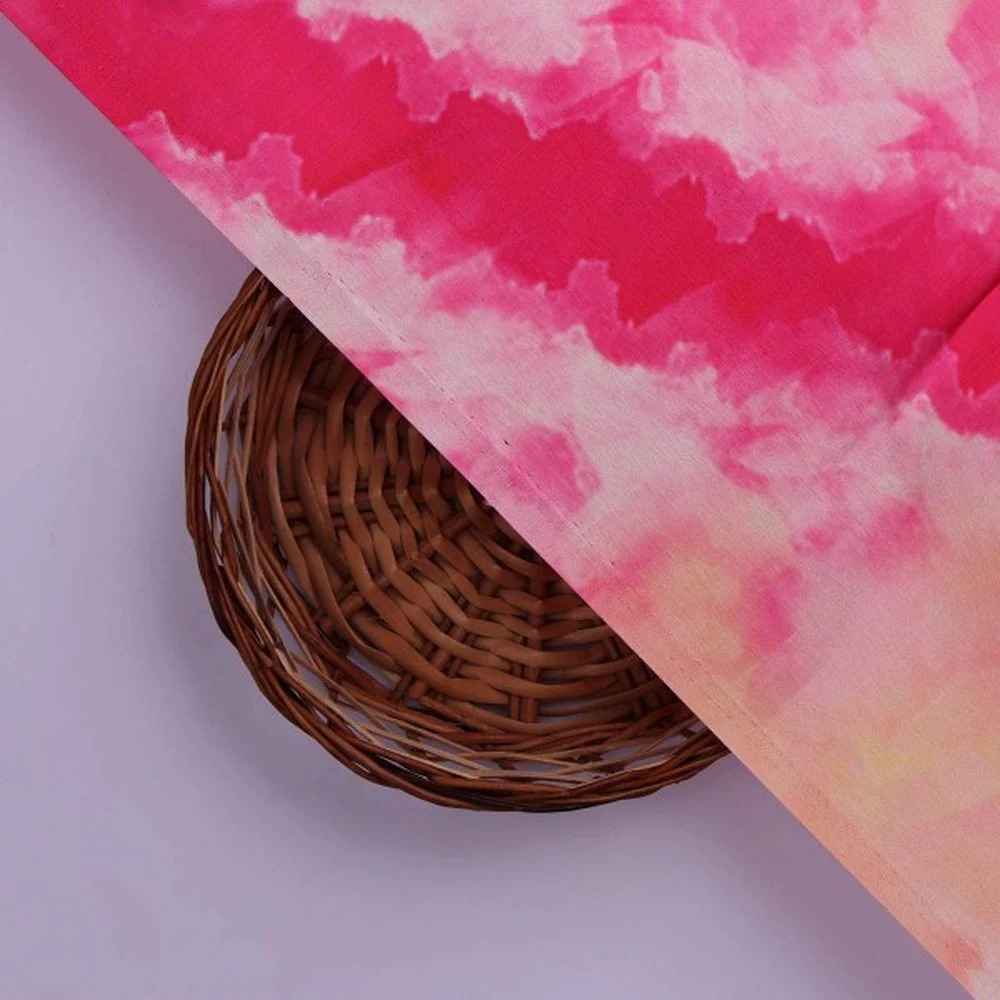 Fuchsia Pink Tie and Dye Abstract Japan Satin Fabric - Image 3