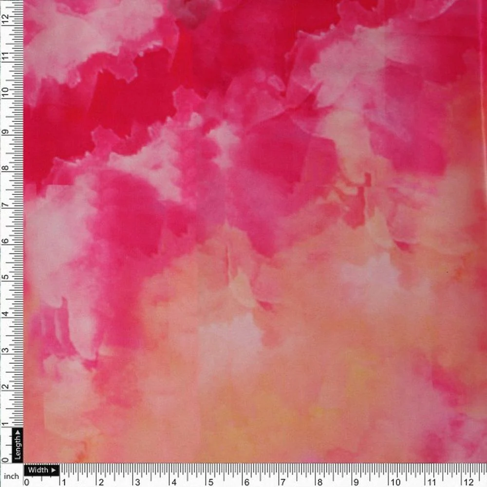 Fuchsia Pink Tie and Dye Abstract Japan Satin Fabric - Image 4