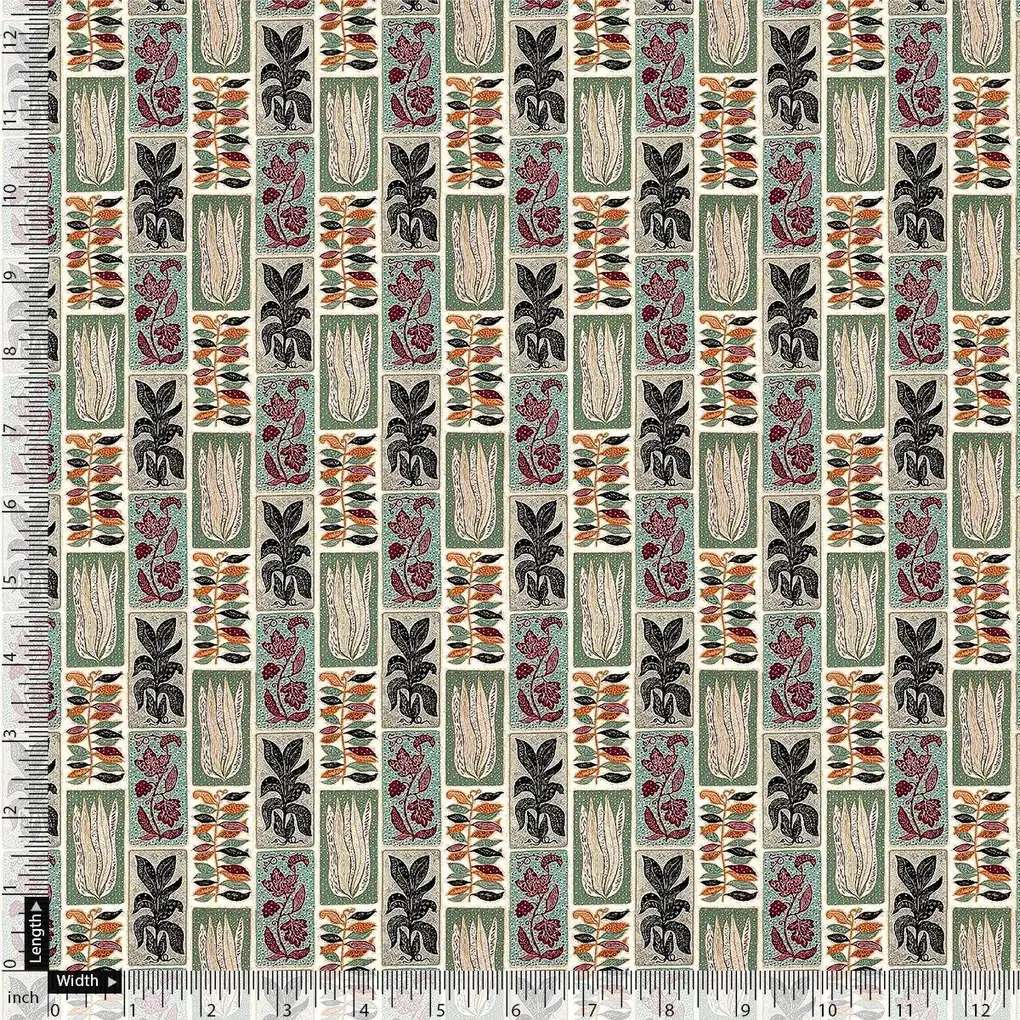 Funky Jungle Flower Vintage Digital Printed Fabric - Pure Georgette - Image 4