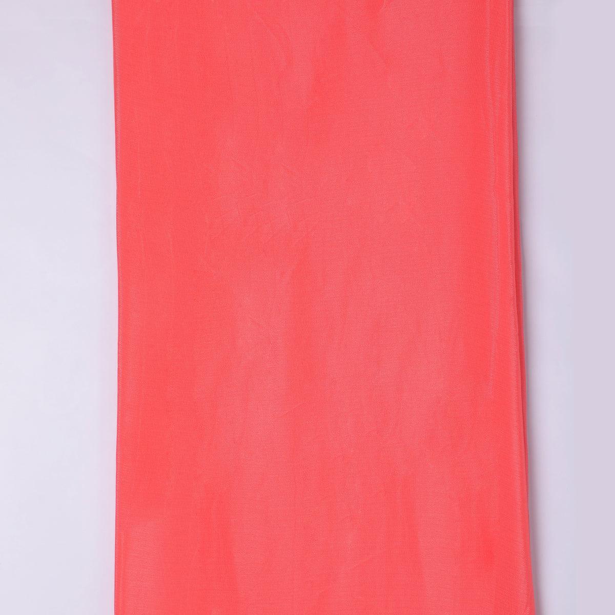 Light Gajari Colour Pure Chinon Plain Dyed Fabric - Image 4