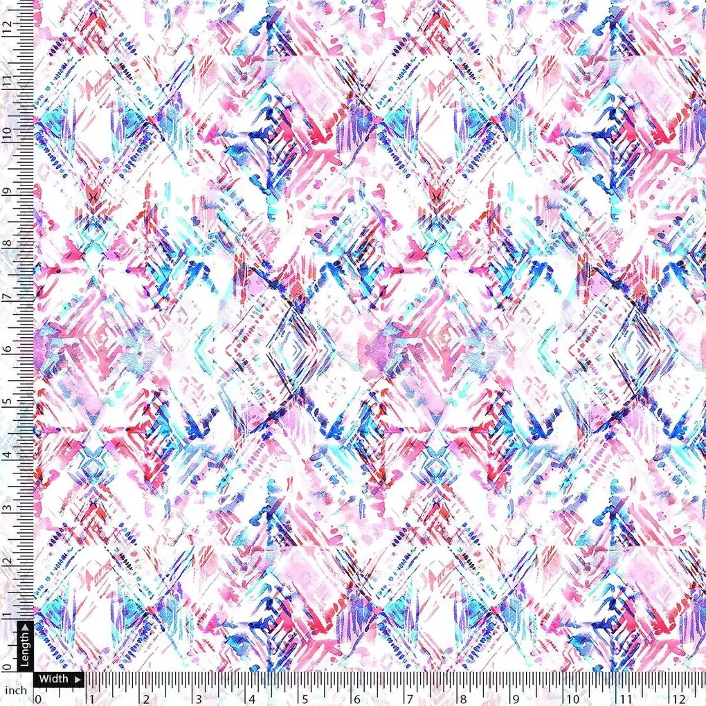 Geometric Colourful Water paint Digital Printed Fabric - Image 4