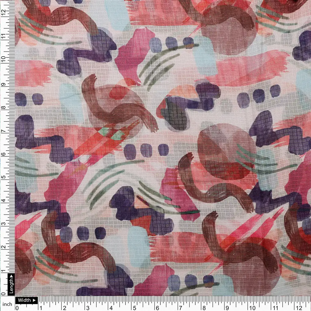Geometric Print Kota Doria Fabric Material - Image 4