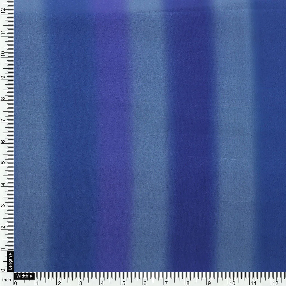 Georgette Digital Printed Fabric with Blue Stripes - FAB VOGUE Studio - Image 4