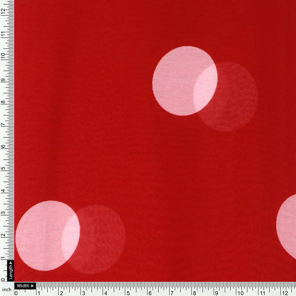 Georgette Digital Printed Polka Dot Fabric in Red by FAB VOGUE Studio - Image 4