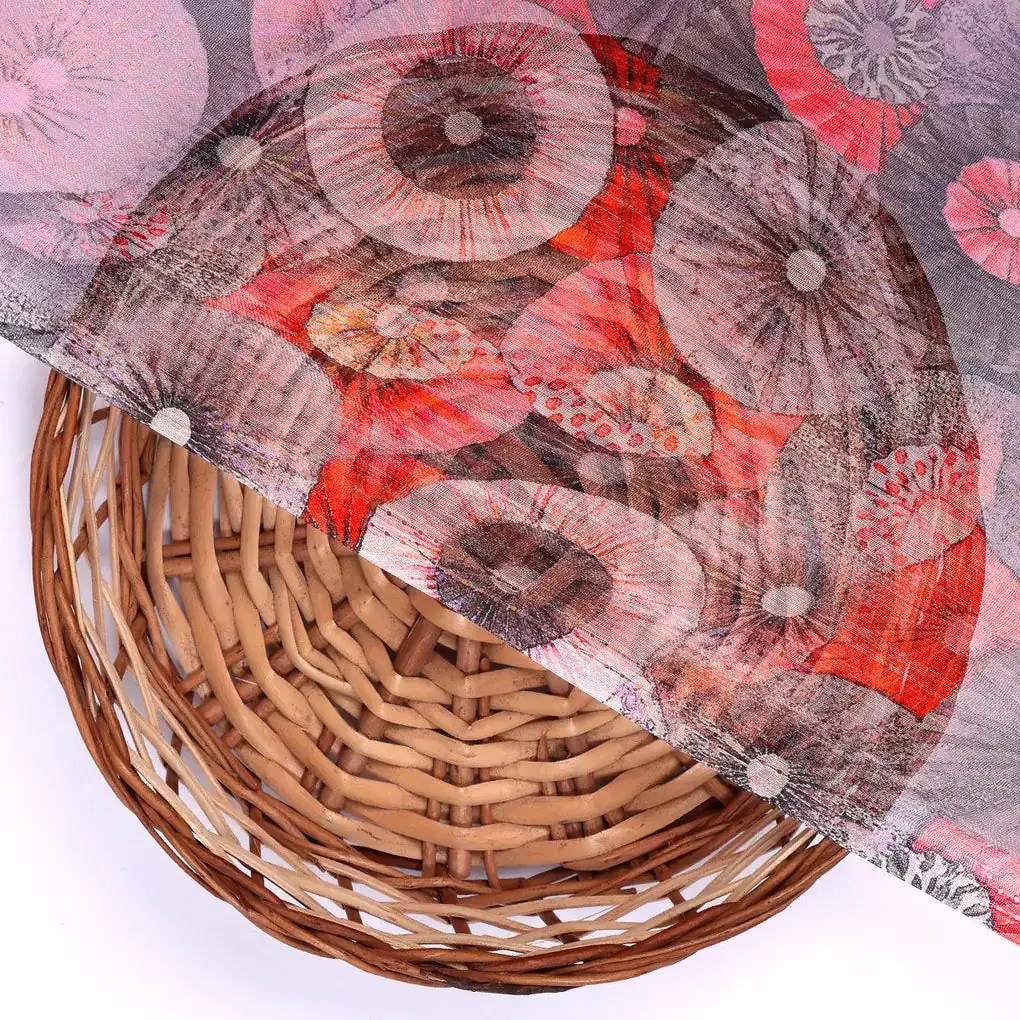 Glam Polished Multicolour Rounded Digital Printed Fabric - Pure Chiffon - Image 3
