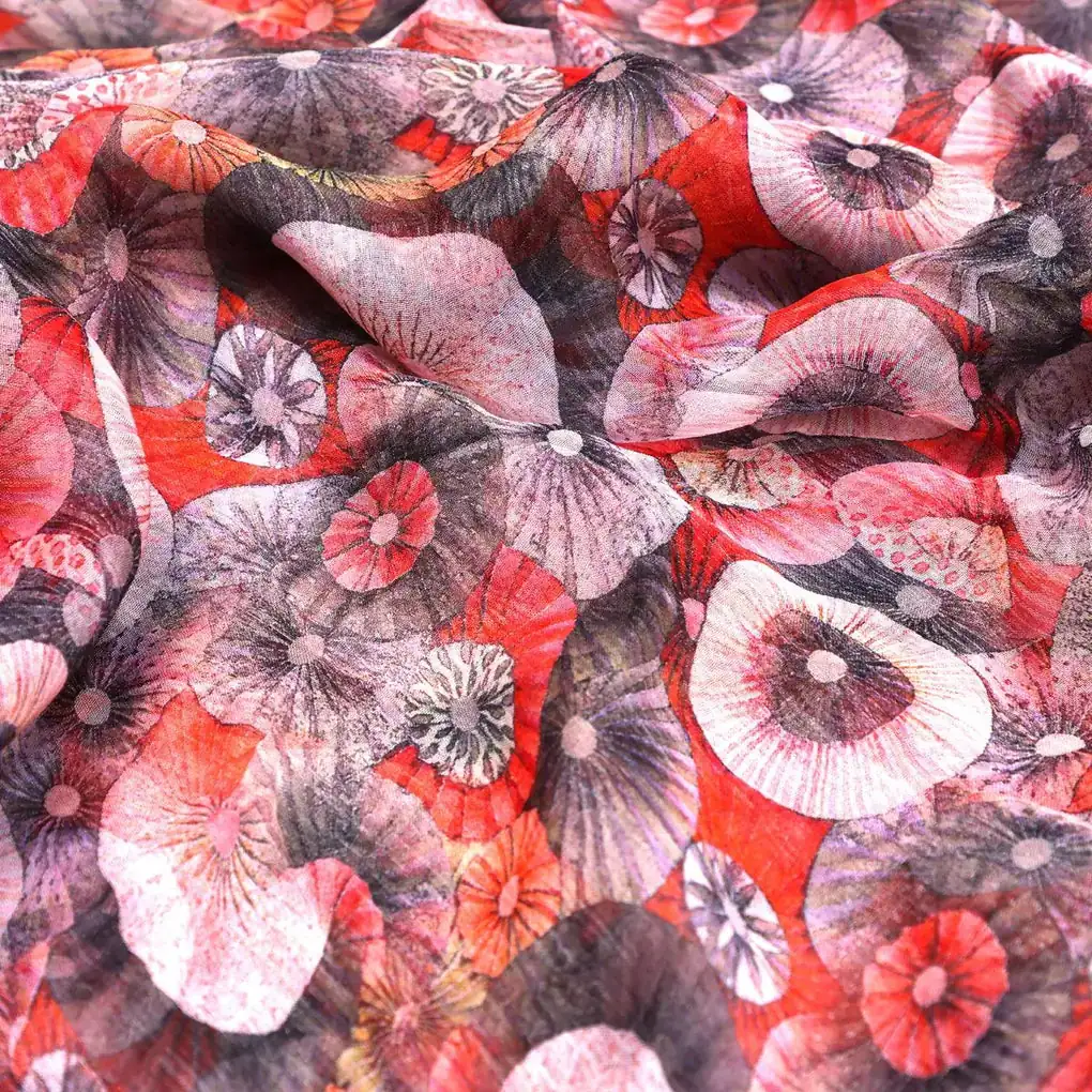 Glam Polished Multicolour Rounded Digital Printed Fabric - Pure Chiffon - Image 4