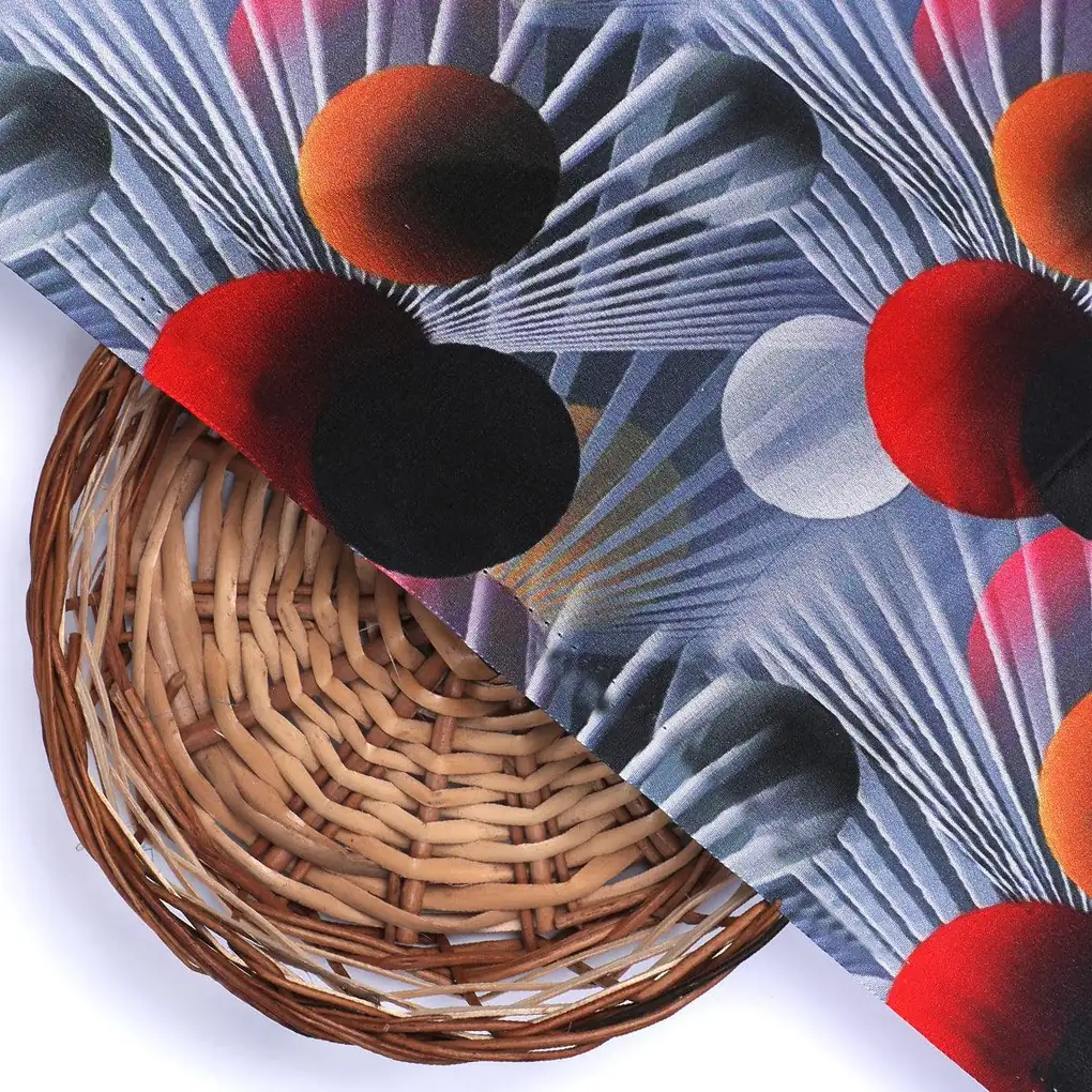 Glassmorphisam Bubble Effects Digital Printed Fabric - Japan Satin - Image 2