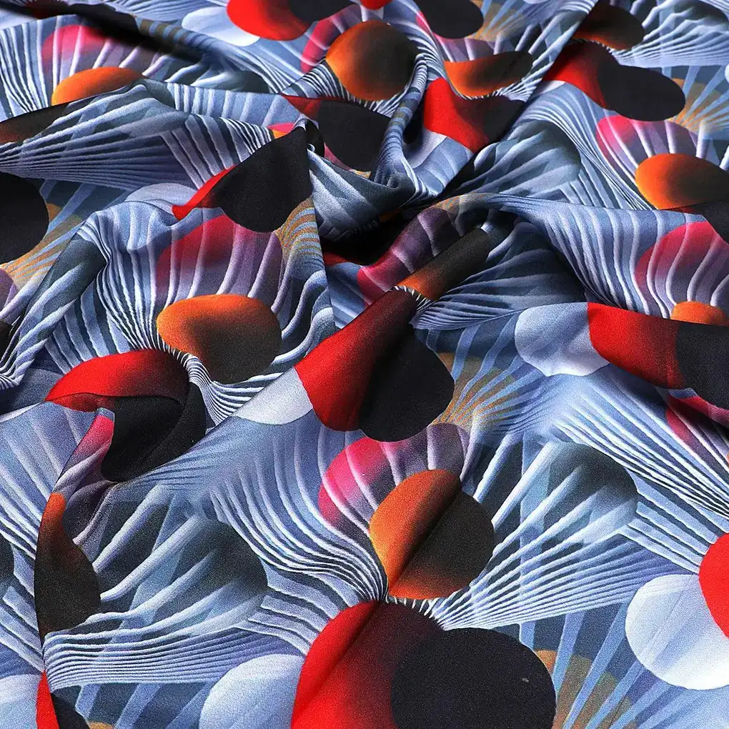Glassmorphisam Bubble Effects Digital Printed Fabric - Japan Satin - Image 3