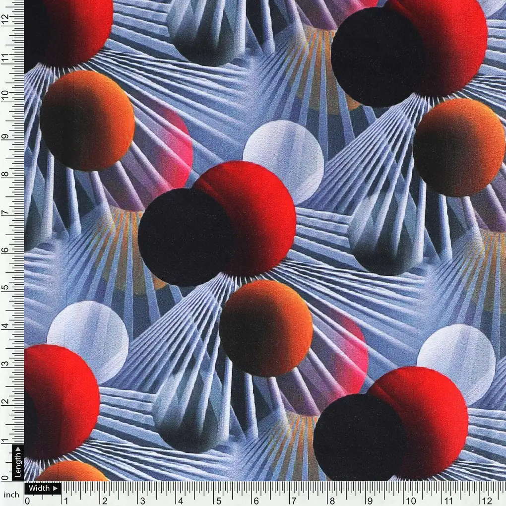 Glassmorphisam Bubble Effects Digital Printed Fabric - Japan Satin - Image 4