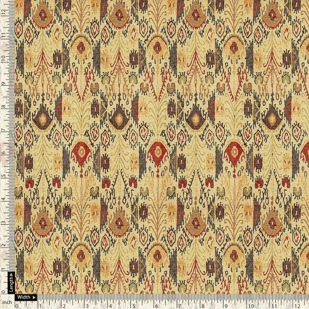 Golden Ikat Pure Georgette Printed Fabric Material - Image 5