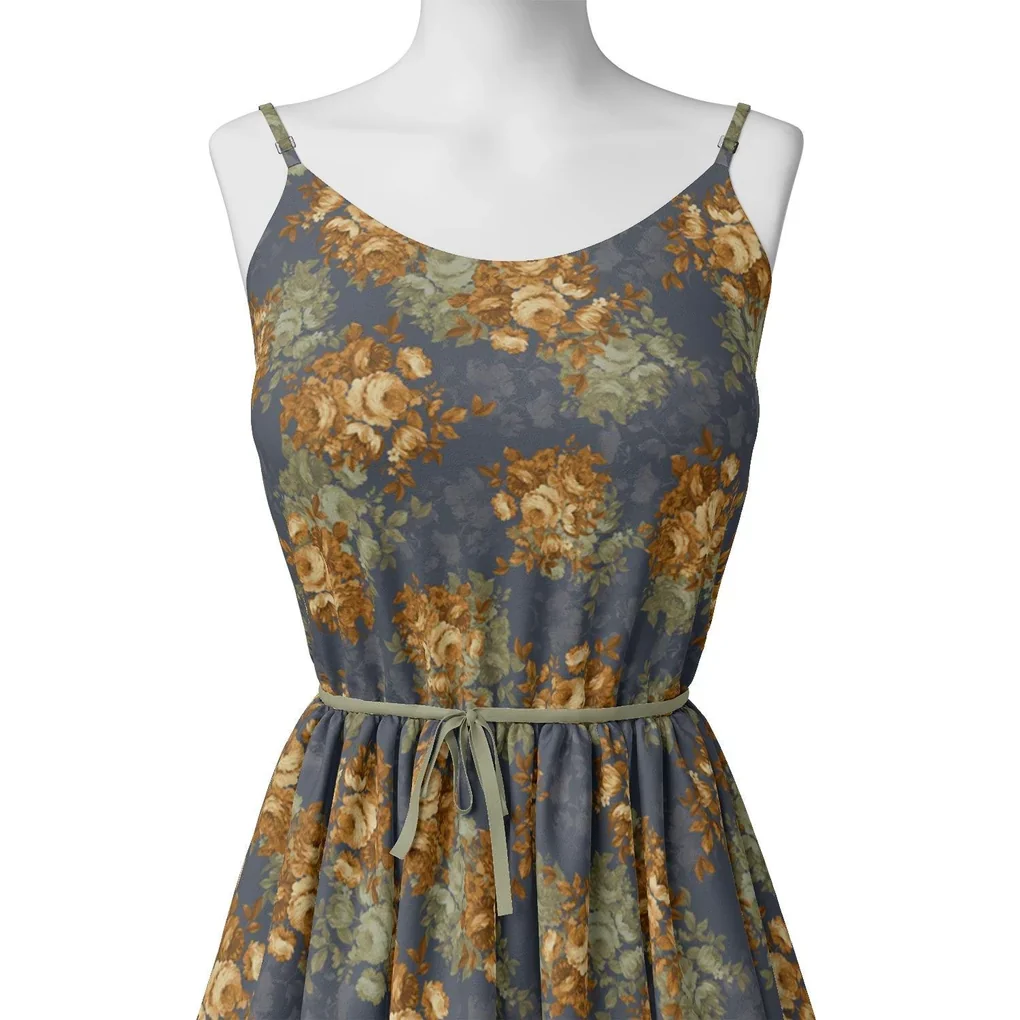 Golden Roses With Bright Gray Digital Printed Fabric - Weightless - Image 2