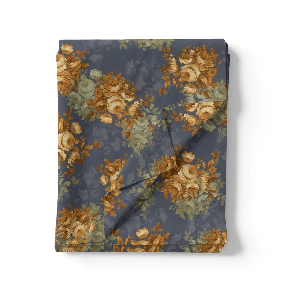 Golden Roses With Bright Gray Digital Printed Fabric - Weightless - Image 3