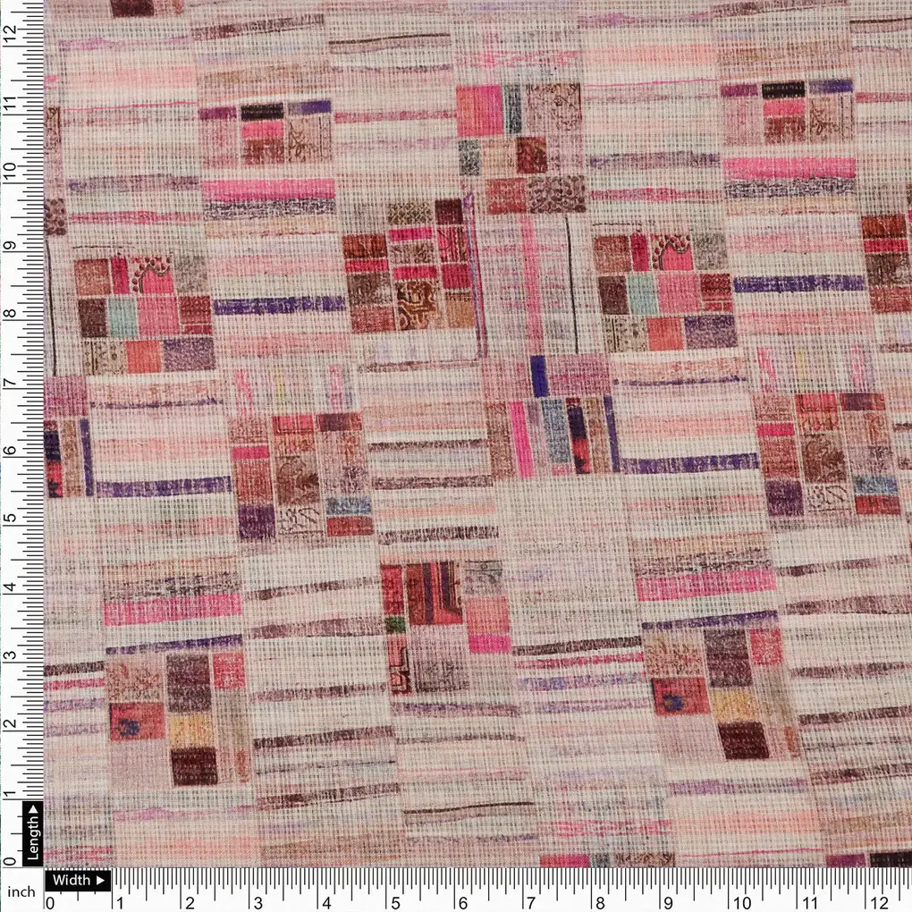 Gorgeous Abstract Kota Doria Digital Printed Fabric Material - Image 4