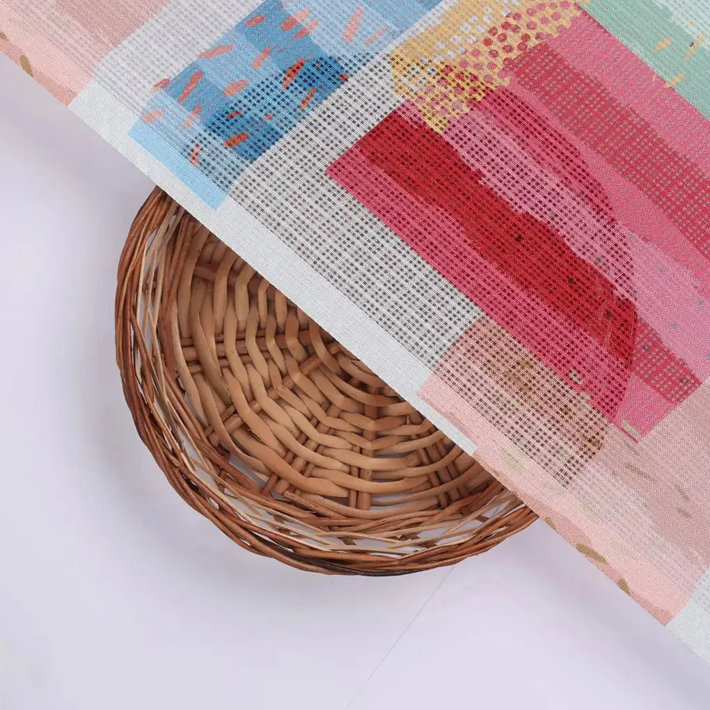 Gorgeous Abstract Printed Kota Doria Fabric in Multicolor - Image 2
