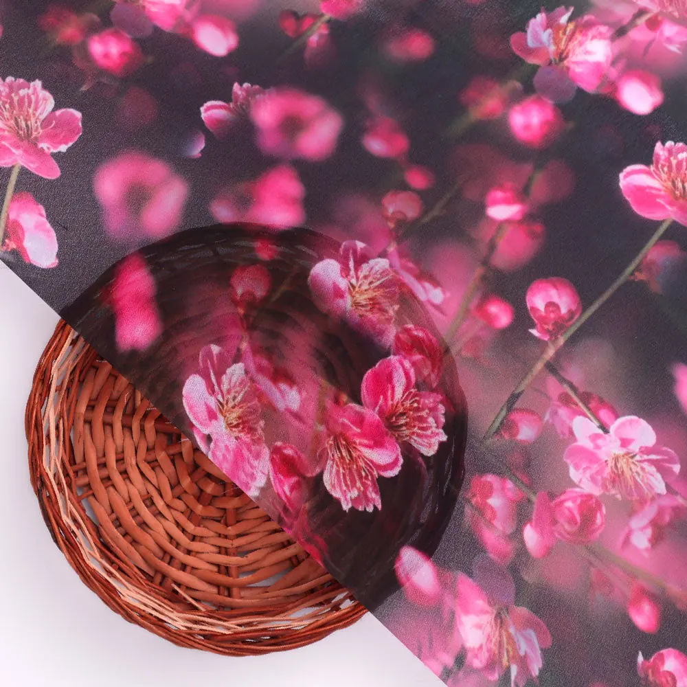 Gorgeous Black and Pink Ditsy Digital Printed Georgette Fabric - Image 3
