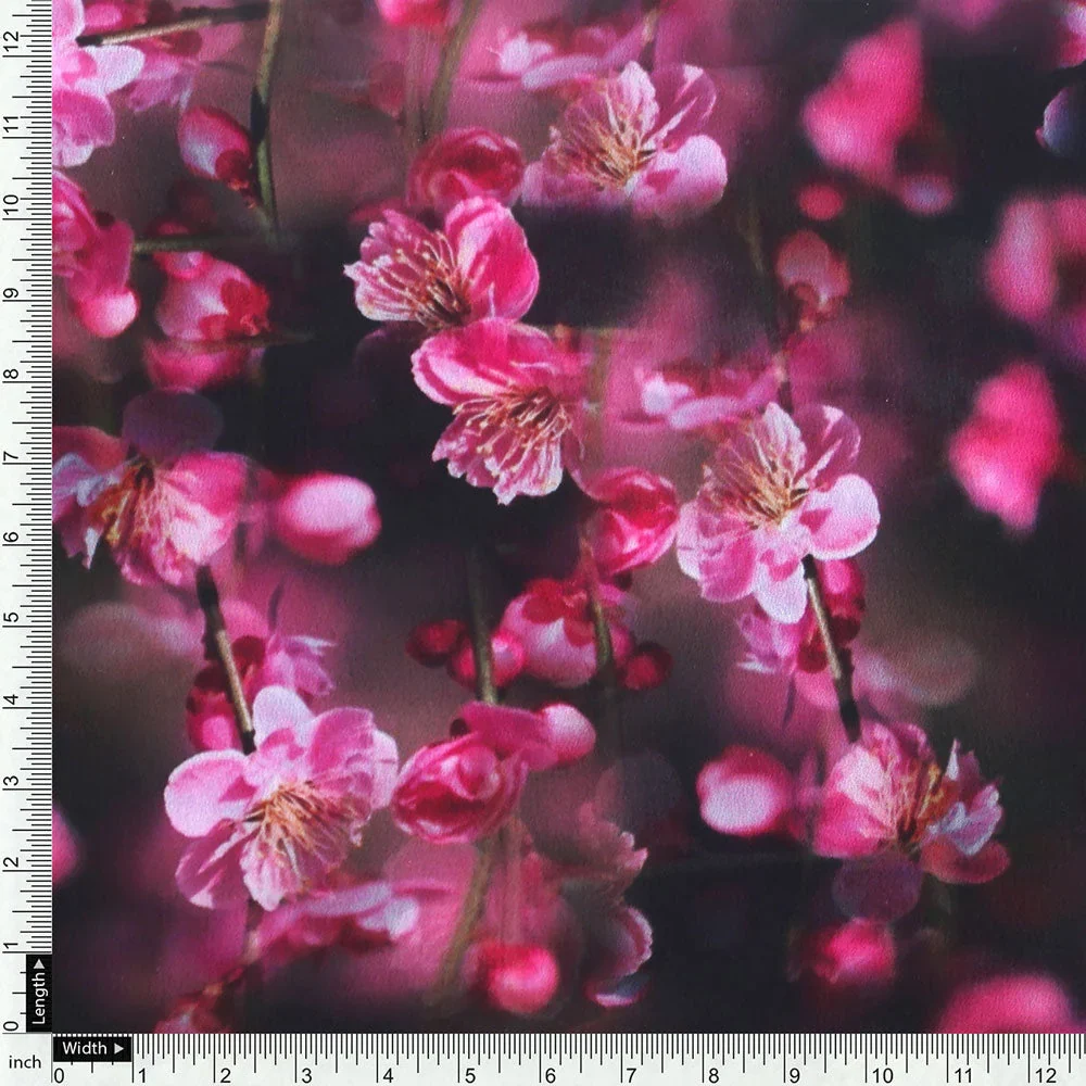 Gorgeous Black and Pink Ditsy Digital Printed Georgette Fabric - Image 4