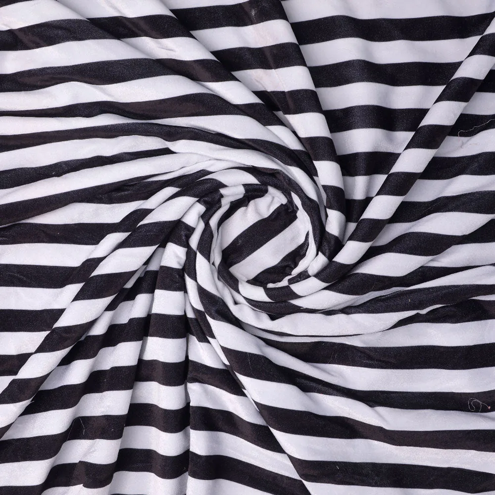 Gorgeous black and white striped velvet fabric by FAB VOGUE Studio - Image 2