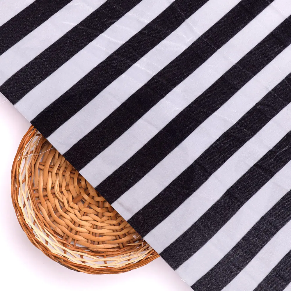 Gorgeous black and white striped velvet fabric by FAB VOGUE Studio - Image 3