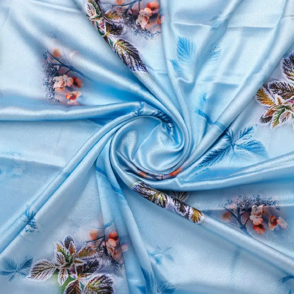 Gorgeous blue floral digital printed fabric from FAB VOGUE Studio - Image 2