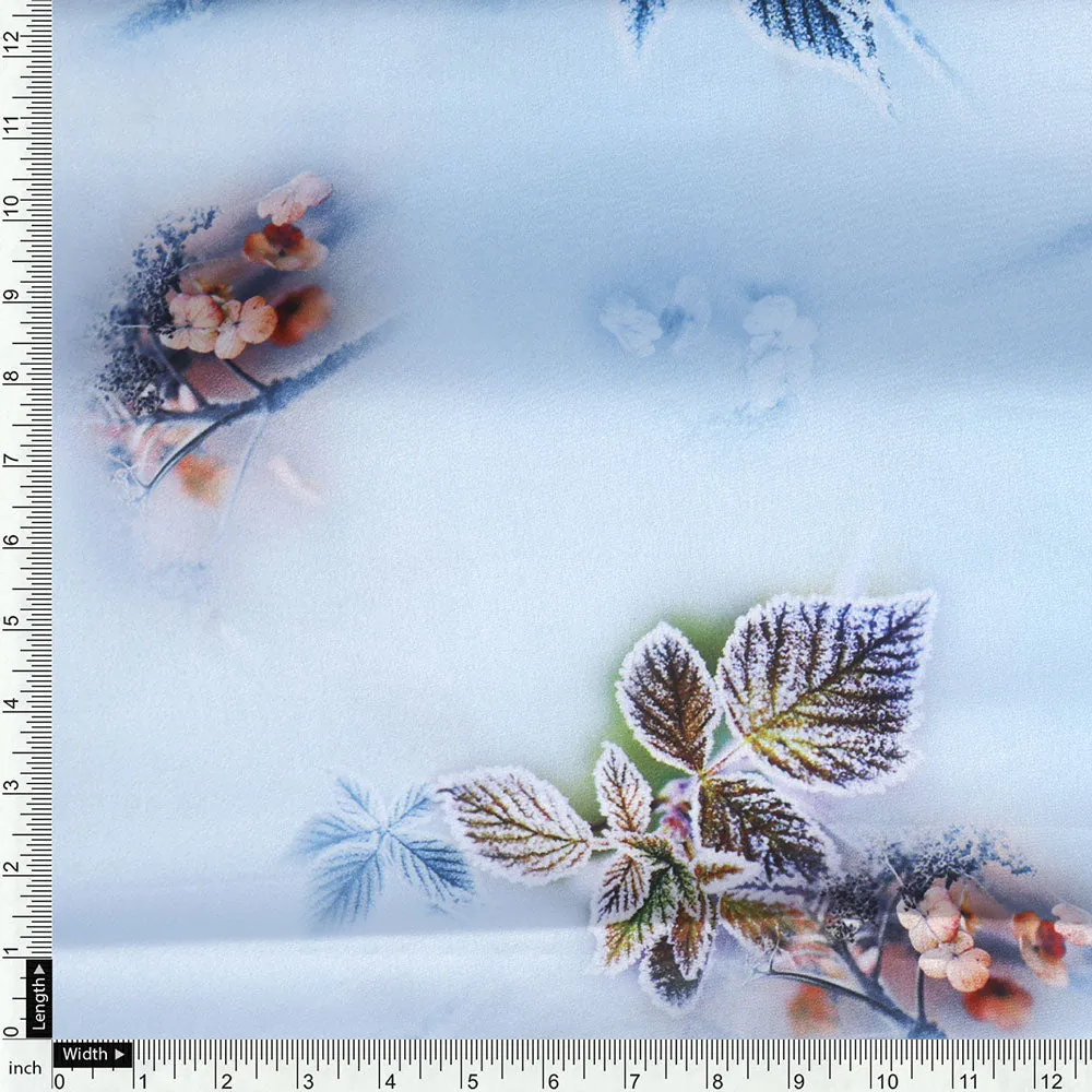 Gorgeous blue floral digital printed fabric from FAB VOGUE Studio - Image 4