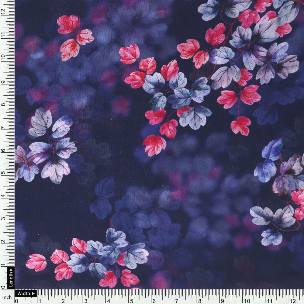 Gorgeous Blue Georgette Digital Printed Fabric with Ditsy Design - Image 4