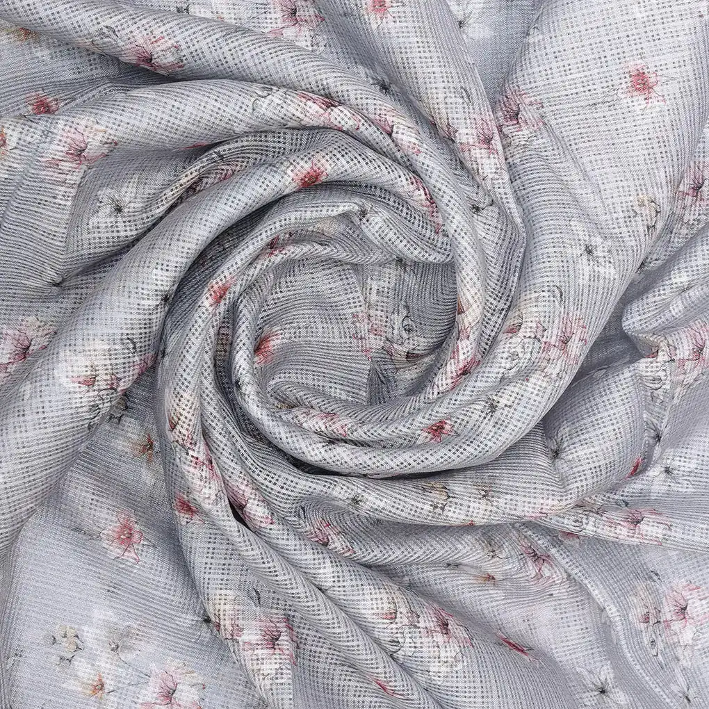 Gorgeous Bunch of Flower Digital Printed Kota Doria Fabric Material - Image 3