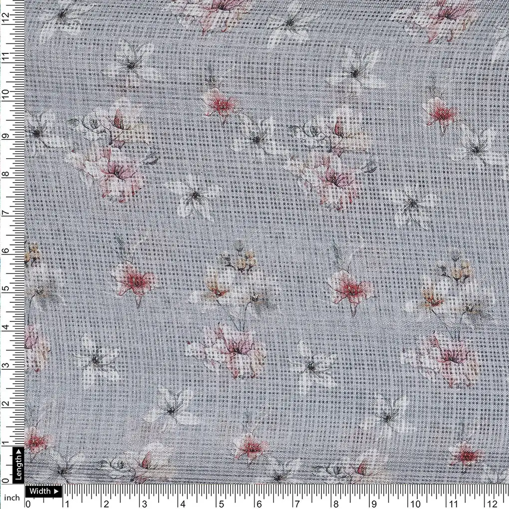 Gorgeous Bunch of Flower Digital Printed Kota Doria Fabric Material - Image 4