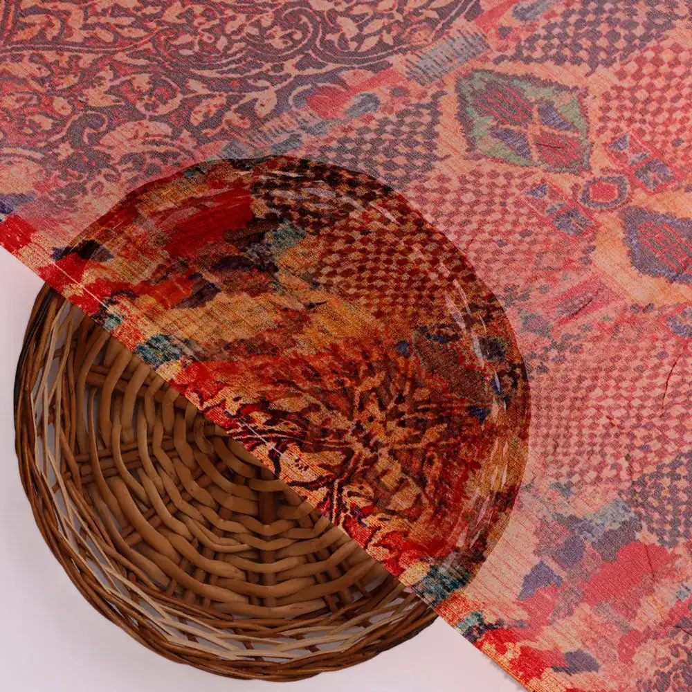 Gorgeous damask digital printed fabric in pure chiffon - Image 2