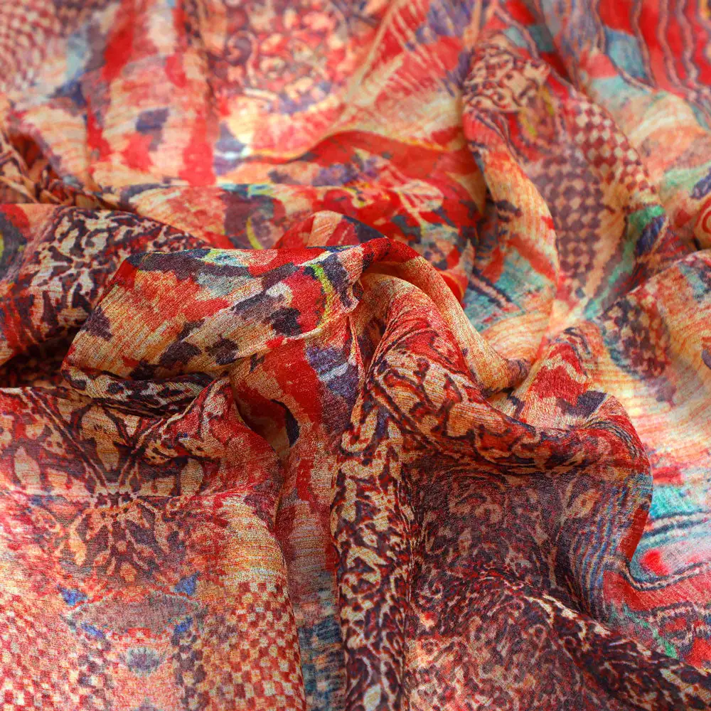 Gorgeous damask digital printed fabric in pure chiffon - Image 3