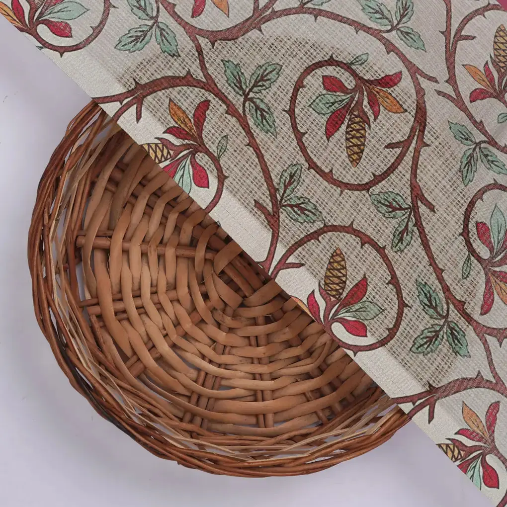 Gorgeous Decorative Digital Printed Kota Doria Fabric in Vibrant Red and Green - Image 2