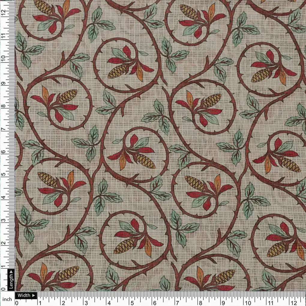Gorgeous Decorative Digital Printed Kota Doria Fabric in Vibrant Red and Green - Image 4