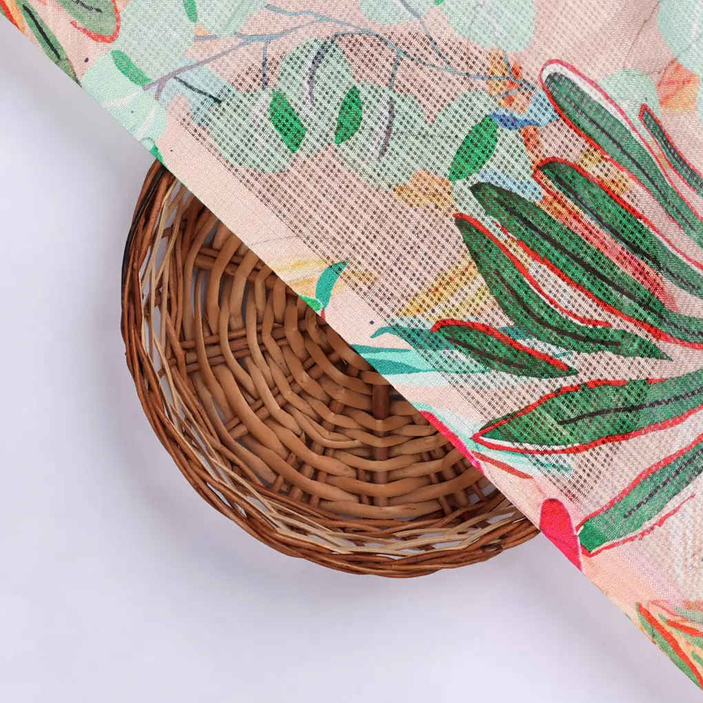 Gorgeous Decorative Leaves Kota Doria Fabric Material - Image 2
