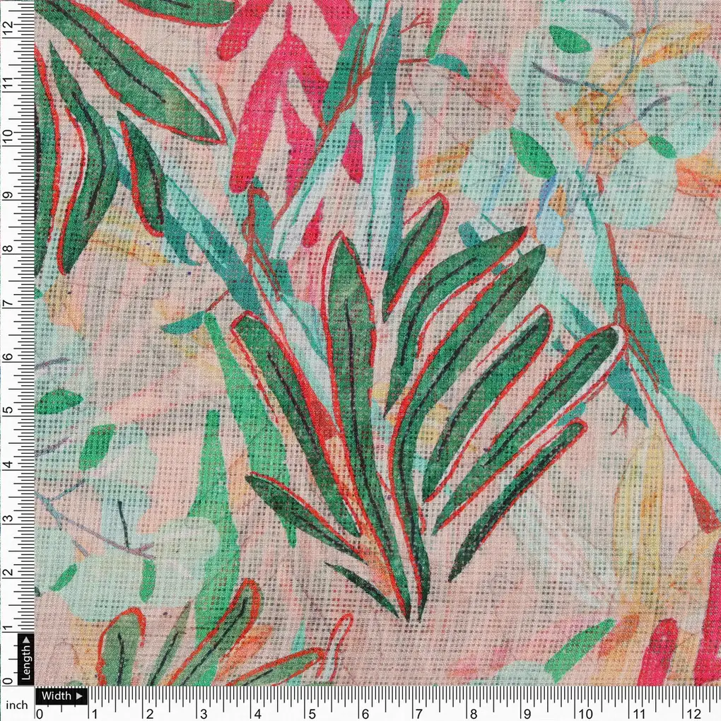 Gorgeous Decorative Leaves Kota Doria Fabric Material - Image 4