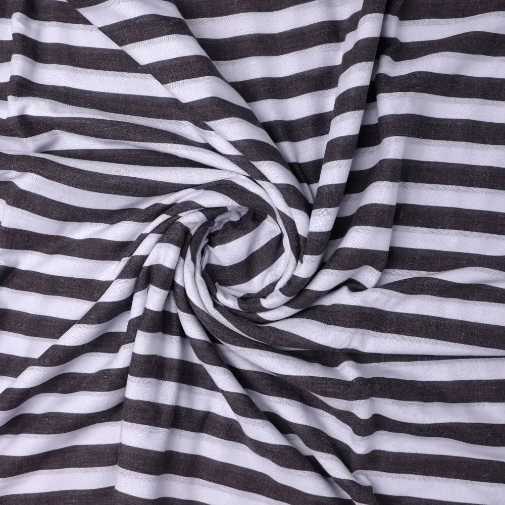 Gorgeous digital printed Cotton fabric with white and black stripes - Image 3