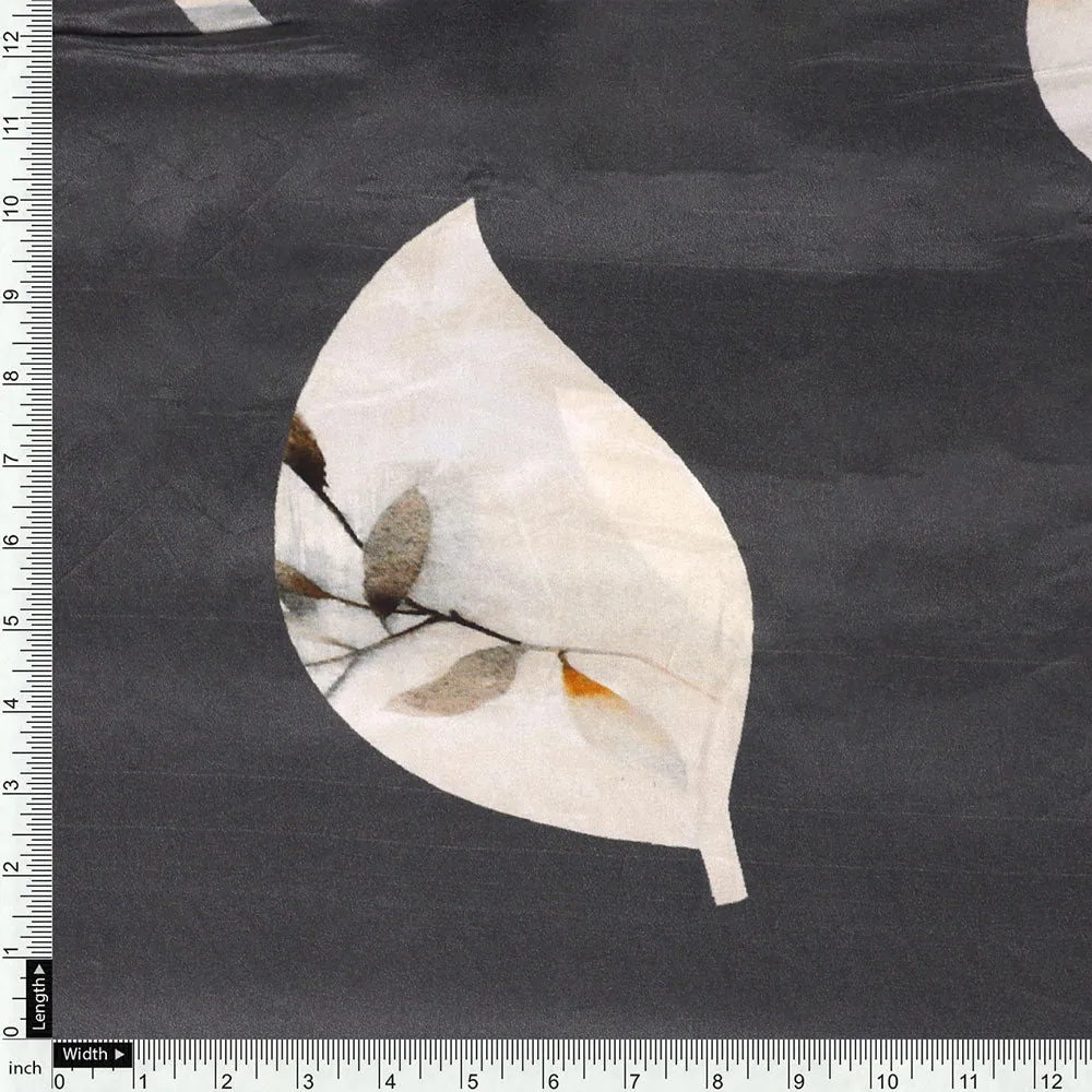 Gorgeous digital printed fabric in natural crepe with leaves pattern - Image 4