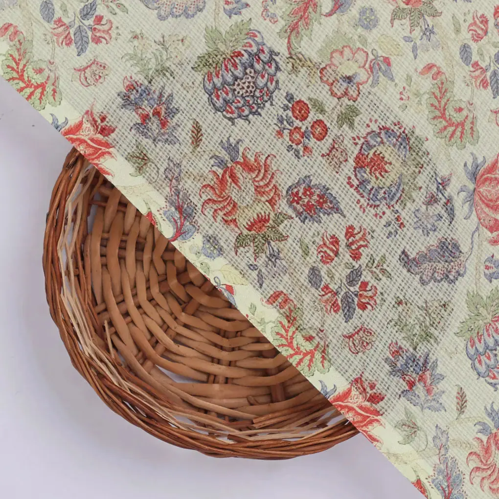 Gorgeous Floral and Leaf Digital Printed Kota Doria Fabric Material - Image 2