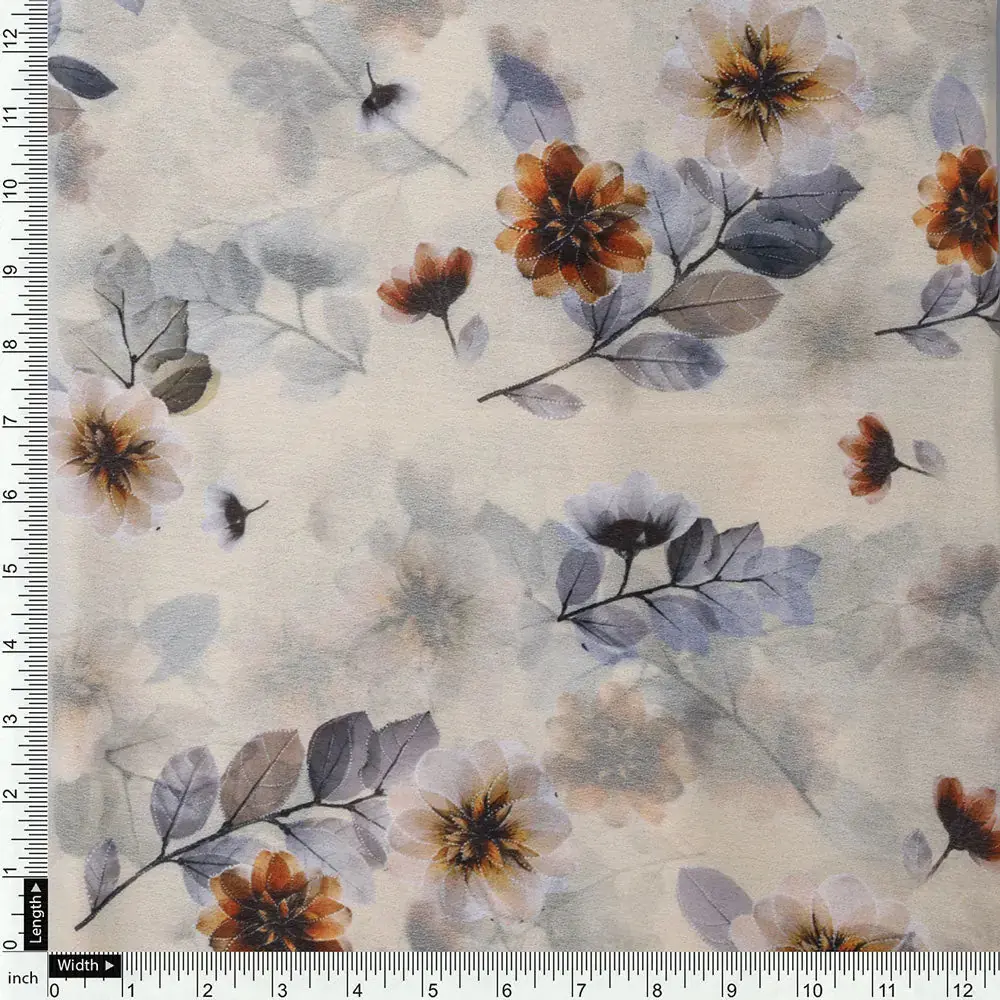 Gorgeous floral and leaves digital printed Georgette fabric from FAB VOGUE Studio - Image 4