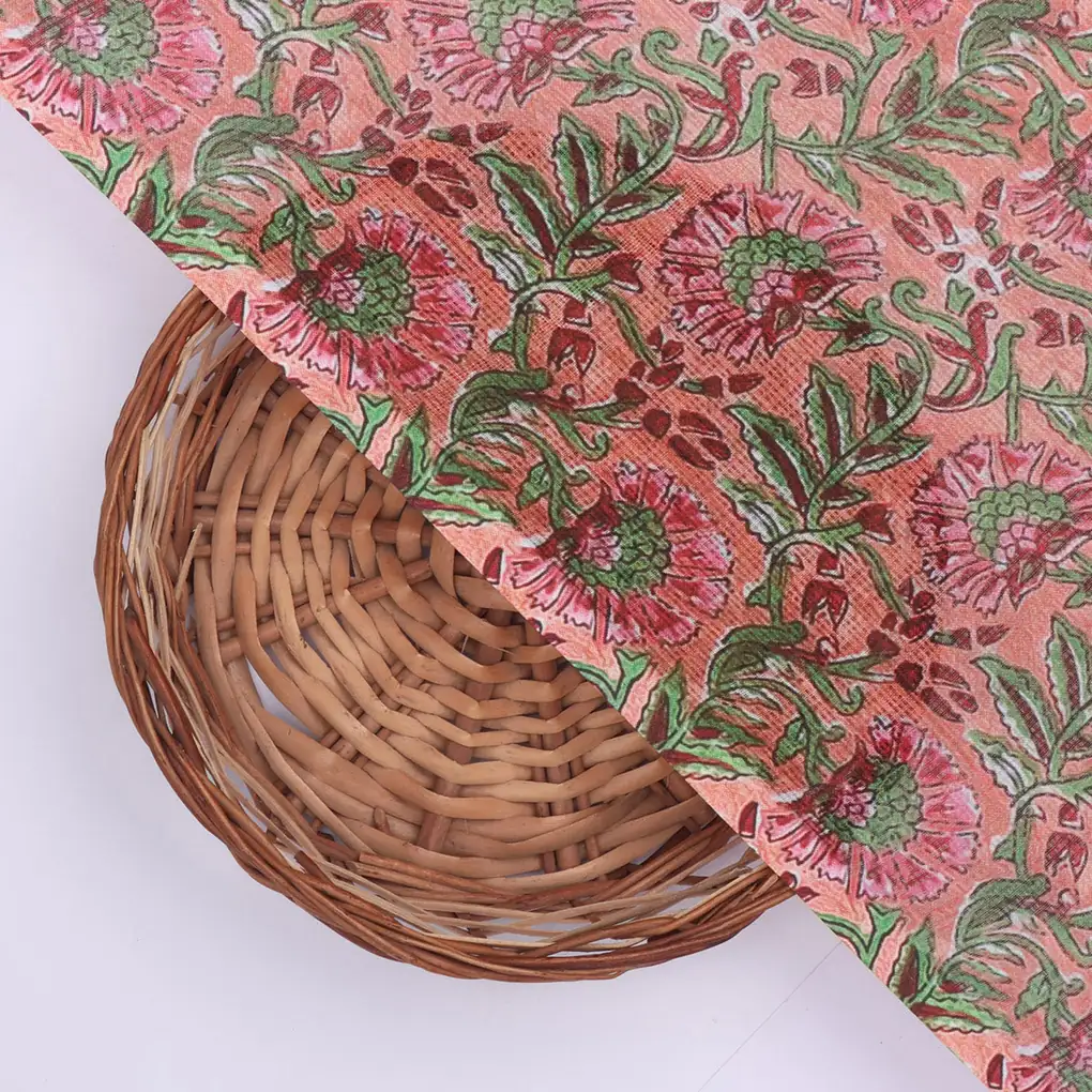 Gorgeous Floral and Leaves Kota Doria Digital Printed Fabric Material - Image 2
